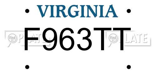 F963TT Virginia License Plate