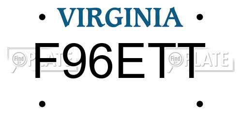 F96ETT Virginia License Plate
