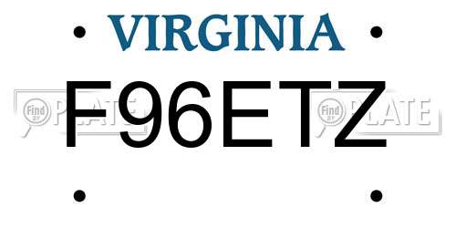 F96ETZ Virginia License Plate