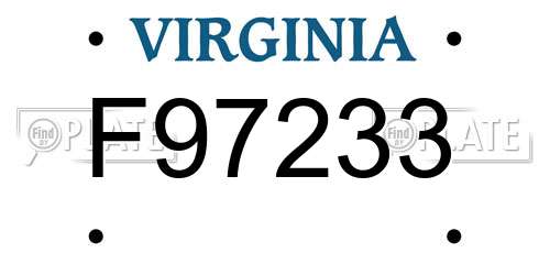 F97233 Virginia License Plate