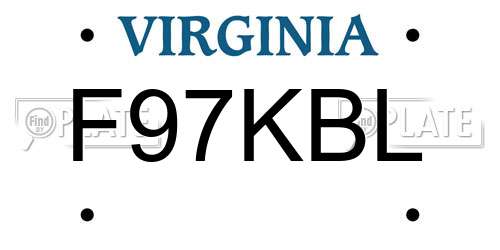 F97KBL Virginia License Plate
