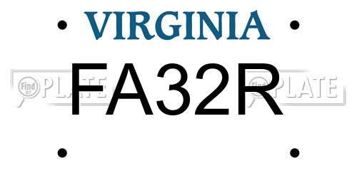 FA32R Virginia License Plate