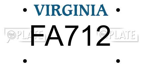 FA712 Virginia License Plate