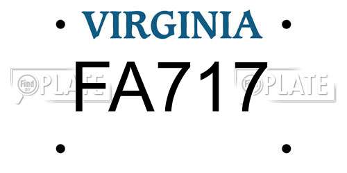 FA717 Virginia License Plate