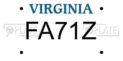 FA71Z Virginia License Plate