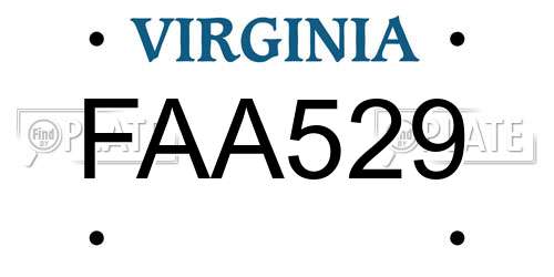FAA529 Virginia License Plate