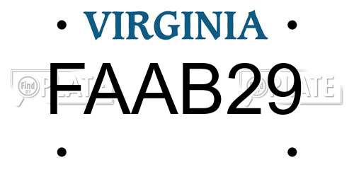 FAAB29 Virginia License Plate