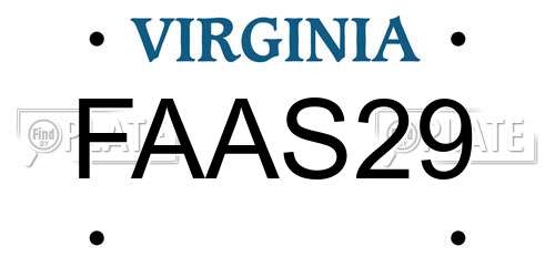 FAAS29 Virginia License Plate
