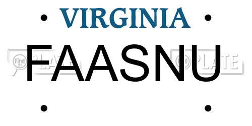 FAASNU Virginia License Plate