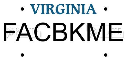 FACBKME Virginia License Plate