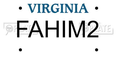 FAHIM2 Virginia License Plate