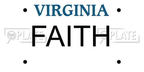 FAITH Virginia License Plate