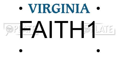 FAITH1 Virginia License Plate
