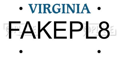 FAKEPL8 Virginia License Plate
