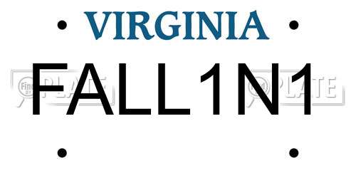FALL1N1 Virginia License Plate