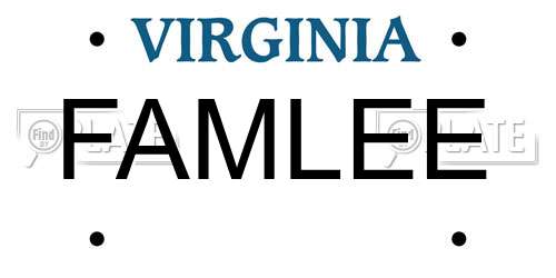 FAMLEE Virginia License Plate