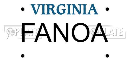 FANOA Virginia License Plate