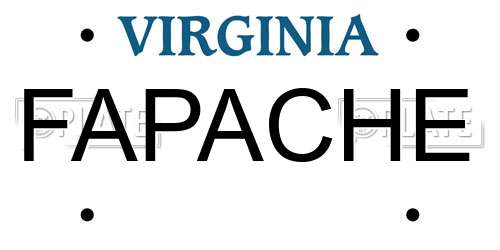 FAPACHE Virginia License Plate