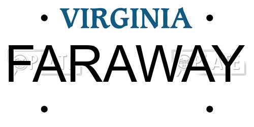 FARAWAY Virginia License Plate