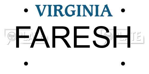 FARESH Virginia License Plate