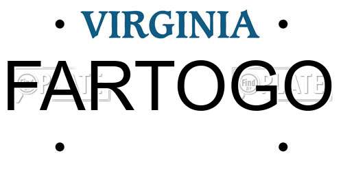 FARTOGO Virginia License Plate