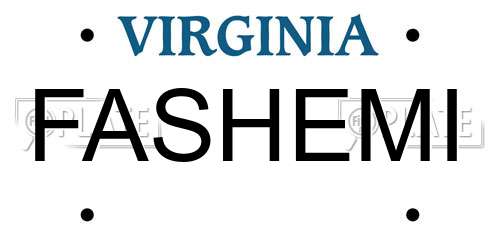 FASHEMI Virginia License Plate