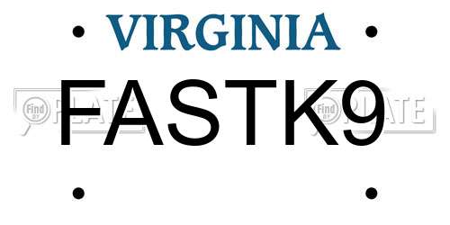 FASTK9 Virginia License Plate