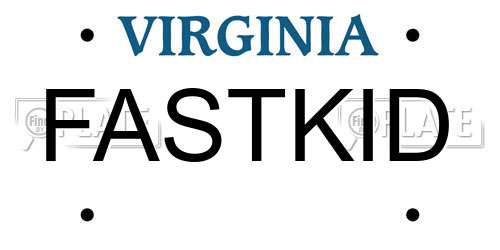 FASTKID Virginia License Plate