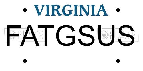 FATGSUS Virginia License Plate