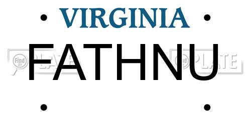 FATHNU Virginia License Plate