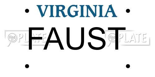FAUST Virginia License Plate