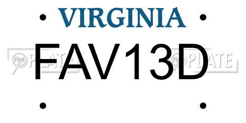 FAV13D Virginia License Plate