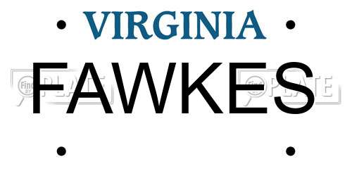 FAWKES Virginia License Plate