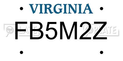FB5M2Z Virginia License Plate
