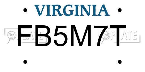FB5M7T Virginia License Plate