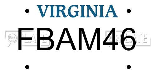 FBAM46 Virginia License Plate