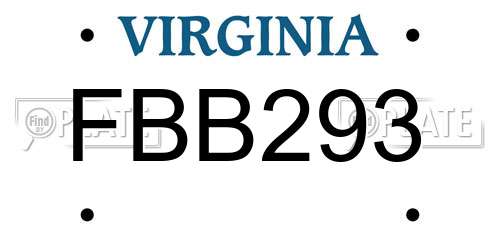 FBB293 Virginia License Plate