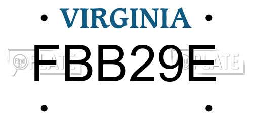 FBB29E Virginia License Plate