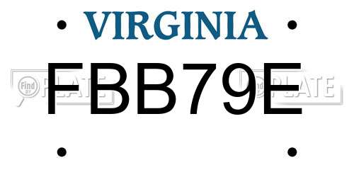 FBB79E Virginia License Plate