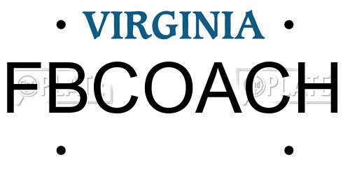 FBCOACH Virginia License Plate