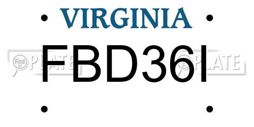 FBD36I Virginia License Plate