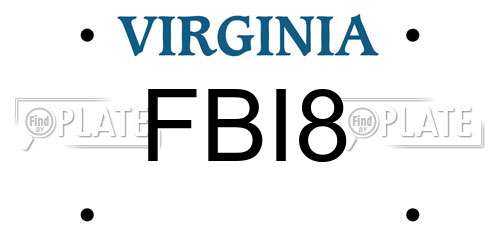 FBI8 Virginia License Plate