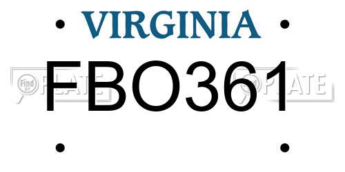 FBO361 Virginia License Plate