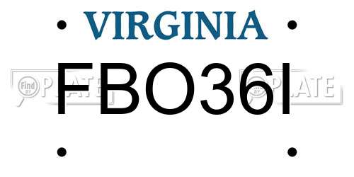 FBO36I Virginia License Plate