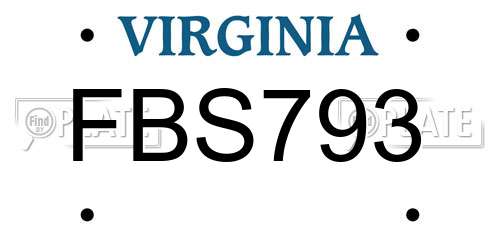 FBS793 Virginia License Plate