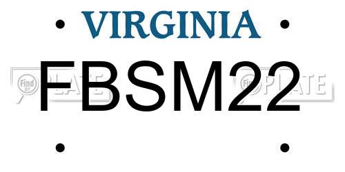 FBSM22 Virginia License Plate