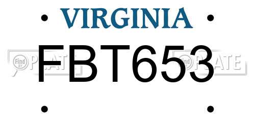 FBT653 Virginia License Plate