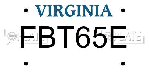 FBT65E Virginia License Plate