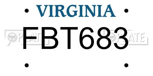 FBT683 Virginia License Plate