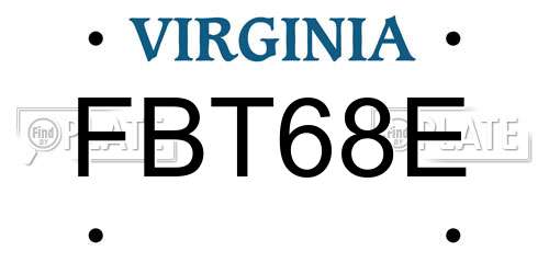 FBT68E Virginia License Plate